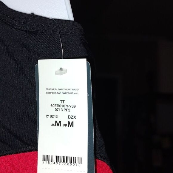Bebe Sport Black and Red Bbsp Mesh Sweetheart Racer Activewear Top Sz M NWT - Picture 6 of 6